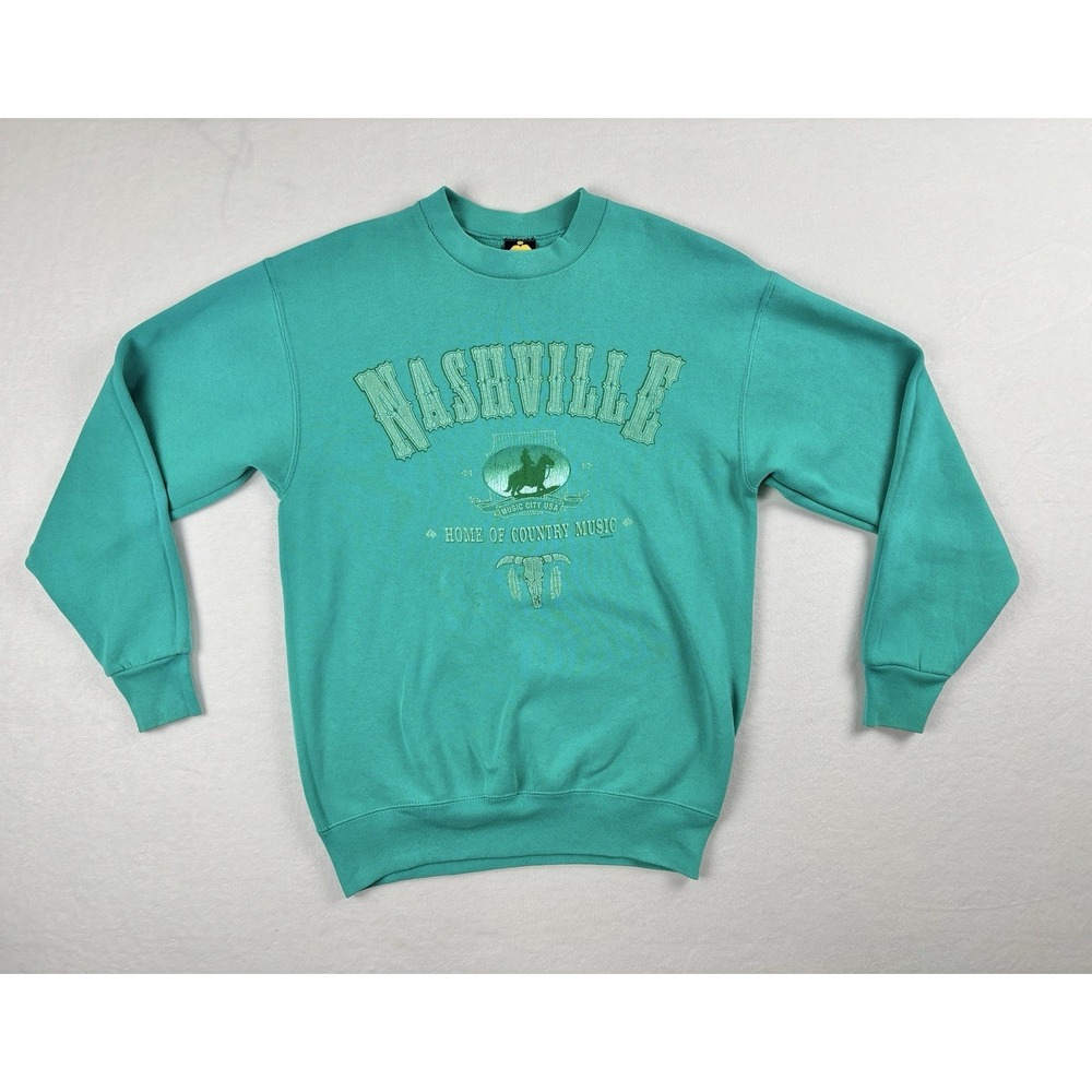 Vintage Nashville‎ Home of Country Music Sweatshirt HL Miller Gold USA Men's M